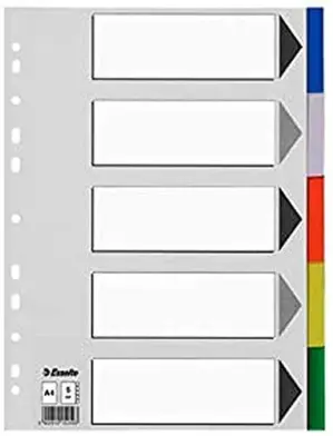 Esselte Separadores 5 Pestanas Multicolor A4 Plastico