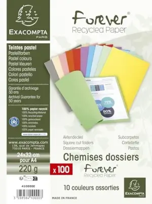 Exacompta Classificador 100 Un. A4 Cores Sortidas 24x32cm