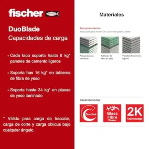 Fischer Pack 25 Buchas de Pladur Nylon Fibra de Vidro