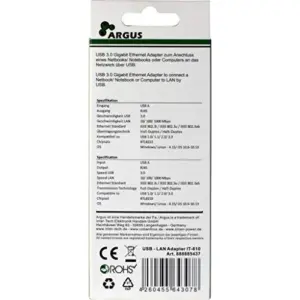 Inter-Tech Adaptador USB3.0 para Gigabit Lan RJ45 Preto