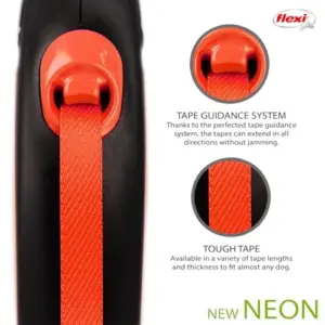 Flexi Trela de Rodadura New Neon 5 Metros Preto/Laranja