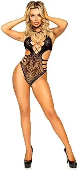 Leg Avenue Body Strappy Recortado Preto Único