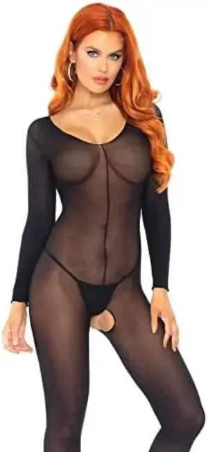 Leg Avenue Bodystocking Manga Comprida Preto