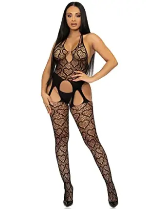 Leg Avenue Bodystocking Red Tirantes Negro