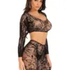 Leg Avenue Conjunto Curto Top e Calças Elegância sem Costuras