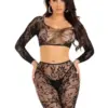 Leg Avenue Conjunto Curto Top e Calças Elegância sem Costuras