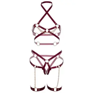 Leg Avenue Harness Bra & Heart Garter S Sedutor Preto S