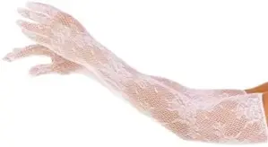 Leg Avenue Luvas Floral Vermelhas Brancas tamanho único