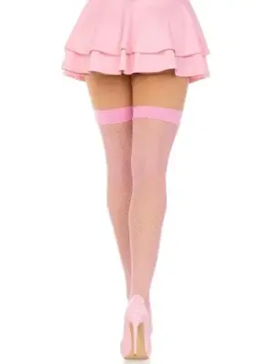 Leg Avenue Meias de Coxa Fishnet Rosa