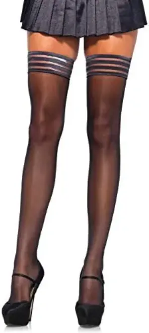 Leg Avenue Meias de Ligas com Topo em Silicone