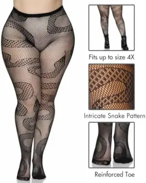 Leg Avenue Meias Snake Net Pretas Unicas