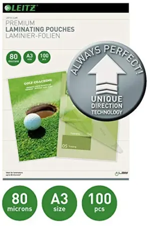 Leitz Bolsas de Plasticação 80 micras A3 100 unidades
