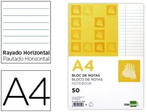 LiderPapel Bloco de Notas A4 Amarelo Linha Horizontal