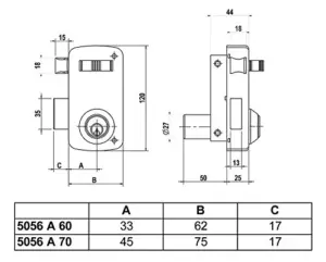 Lince Fechadura Sobreposta 5056A 60 He Iz Bicapa Dourada