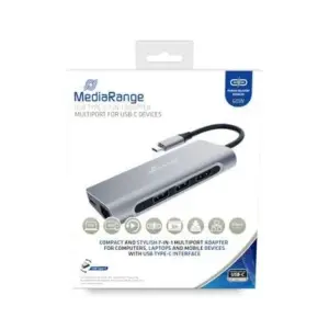 MediaRange MRCS510 DockingStation USB-C HDMI USB3.2 RJ45 PD 60W Prateado