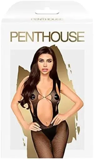 Penthouse Forbidden Fruit Body de Malla Escote V Negro XL