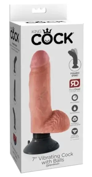Pipedream King Cock Vibrador 7″ com bolas, realista e forte