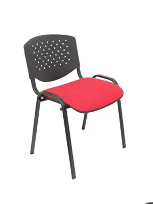 Piqueras y Crespo Cadeiras Empilháveis PVC Preto Estofado Vermelho