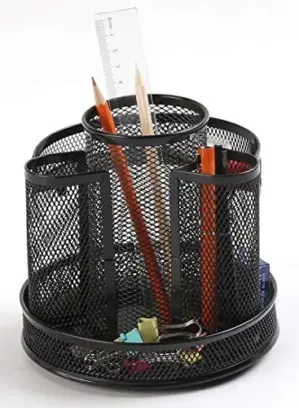 Q-Connect Organizador de Secretária Metálico Giratório Preto