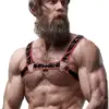 Fetish Submissive Attitude Eco-Leather Chest Harness Black/Red
