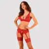 Obsessive Lacelove Conjunto Vermelho XS/S Renda Delicada