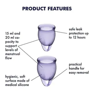 Satisfyer Copo Menstrual Silicone 15 + 20ml Lilás