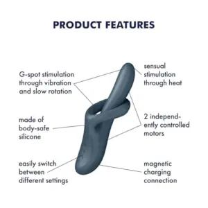 Satisfyer Heat Flex 4 Vibrador 12 Vibrações Silicone Cinza