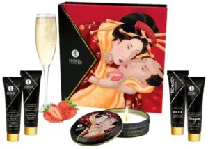 Shunga Kit Erótico Coleção Geisha Espumante de Morango
