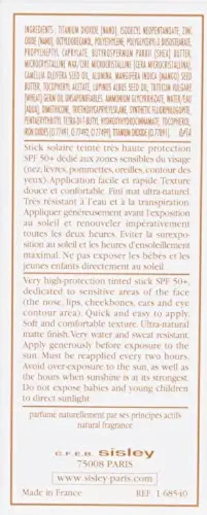 Sisley Protetor Solar SPF50+ Teinté Stick Aplicação
