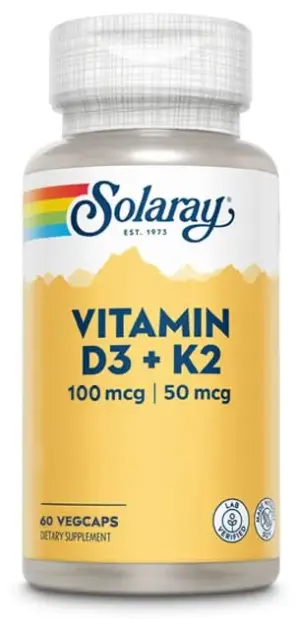 Solaray Vitamina D3 e K2 60 cápsulas