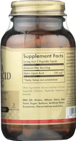 Solgar Alpha Lipoic Acid 120mg 60 Cápsulas