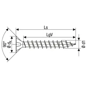Spax Parafusos de Madeira Zincado 3,5x25mm Cabeça Escareada