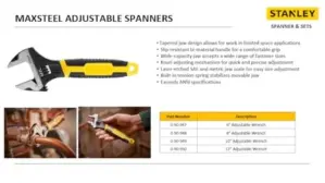 Stanley Chave Inglesa 200mm Vanádio Durável