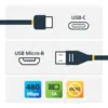Startech Adaptador USB C Macho Micro-USB B Macho 50cm