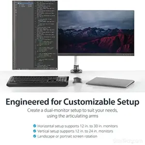 Startech ARMDUAL30 Suporte de Mesa 30″ Preto