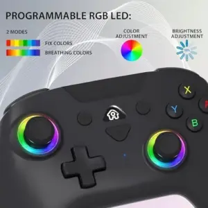 Subsonic Comando Sem Fios LED RGB Preto Switch Nintendo