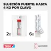 Tesa Prego adesivo ajustável para azulejos 4kg