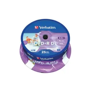 Verbatim DVD+R DL 8.5GB 8x Printable Spindle Pack 25