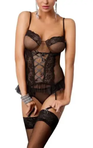 Casmir Marcelle Corset Negro Large/X-Large Ligero e Tanga