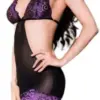Chilirose Cr 4076 Babydoll e Tanga Violeta Preta L/Xl