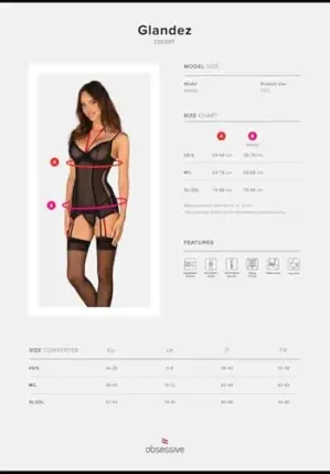 Obsessive Glandez Corset XL/XXL Preto
