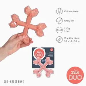 Zeus Mordedor Duo Ossos Cruzados Rosa, Aroma a Frango 15 cm