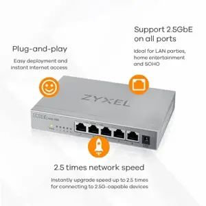 Zyxel MG-105-ZZ0101F Switch Desktop 2,5G 5 Portas