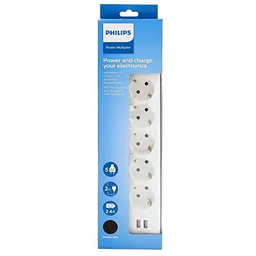 Philips 3052WA/10 Armadura 5 Tomadas e 2 USB 2,4A