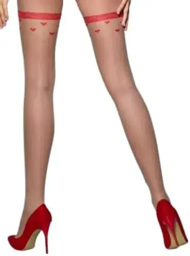 Passion Tiopen 019 Stocking Preto Vermelho 1/2 20 Den