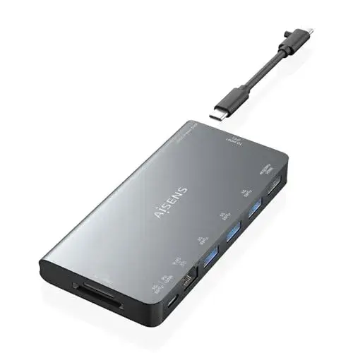 Aisens Hub USB-C dock 8 em 1 Integrado 10cm