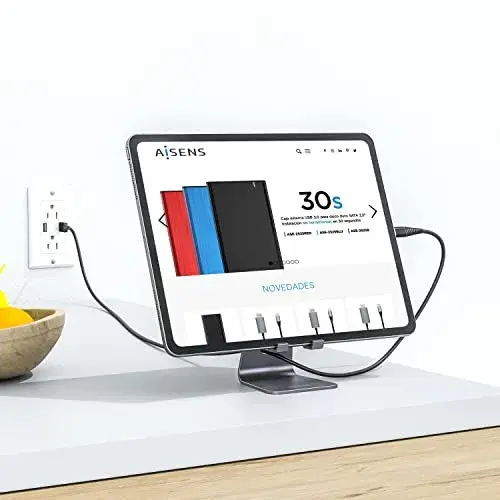 Aisens MS1PM-083 Suporte de mesa ajustável para smartphone e tablet cinza