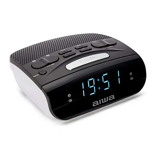 Aiwa CR-15 Despertador Rádio Preto Compacto Alto Falante LED