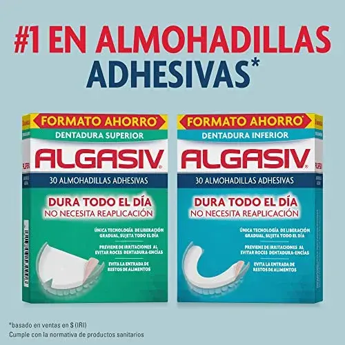 Algasiv Almofadas Adesivas para Dentadura Inferior Duradouras, Fáceis de Usar, Proteção Confortável