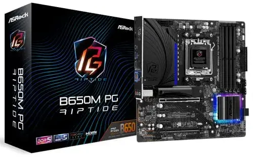 AsRock Motherboard B650M PG Riptide AMD mATX Preto DDR5, 128GB, HDMI, DisplayPort